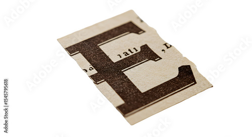 Letter E Cutouts: Torn Magazine & Newspaper Letterforms Photographed for Stop Motion & Collage | High Definition | PNG image with transparent background