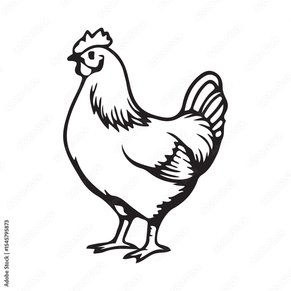 Vector Illustration of a Standing Hen Vector Illustration of a Standing Hen