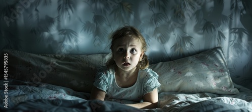 3 years old girl frighten of noise and nightmare bed monster