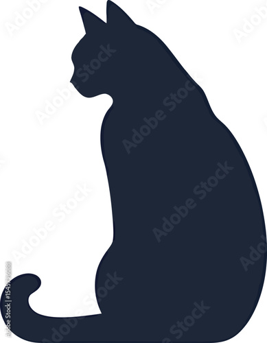 Silhouette of a sleek cat sitting gracefully, exuding calm and poise.