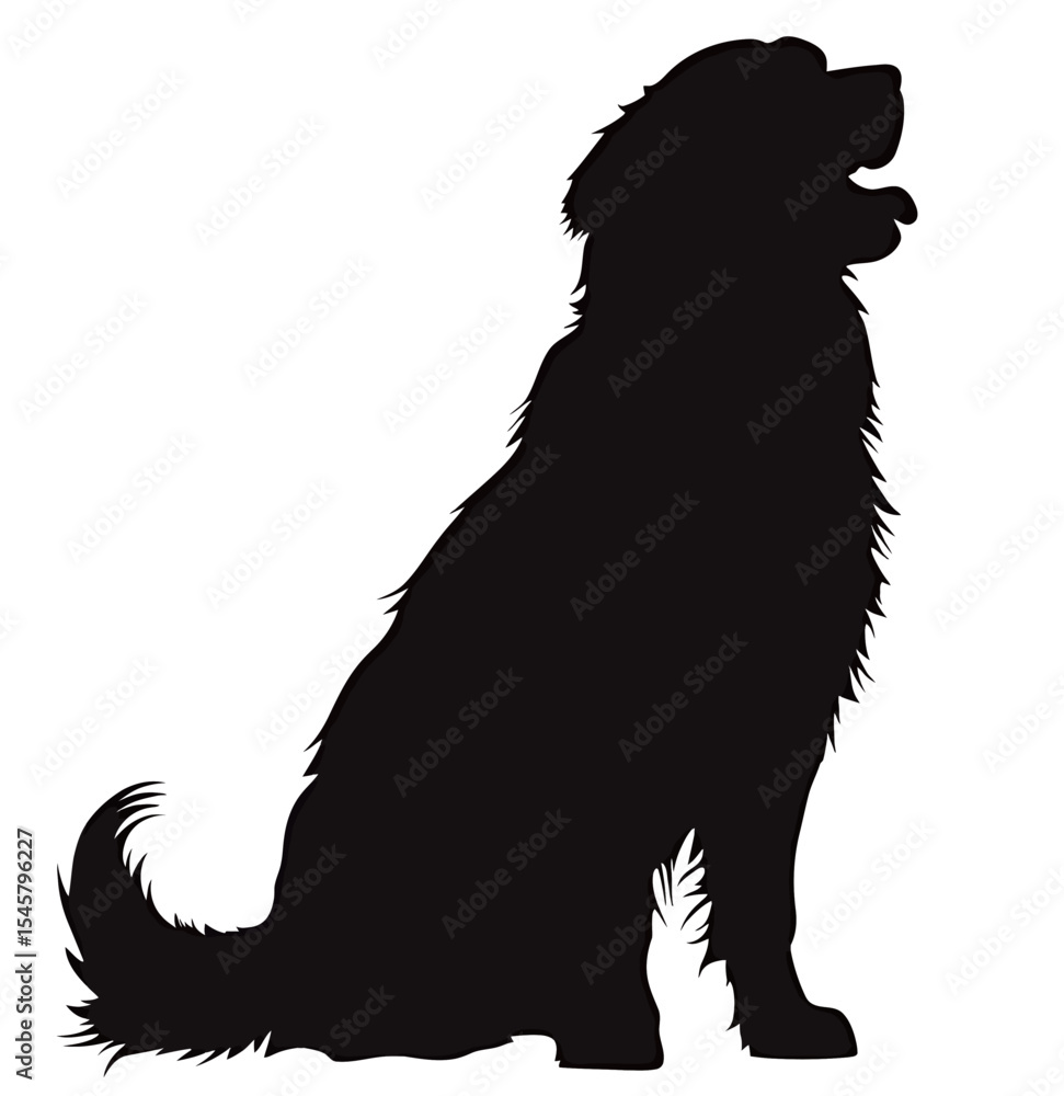 Fototapeta premium Silhouette of a playful large dog against a white background.
