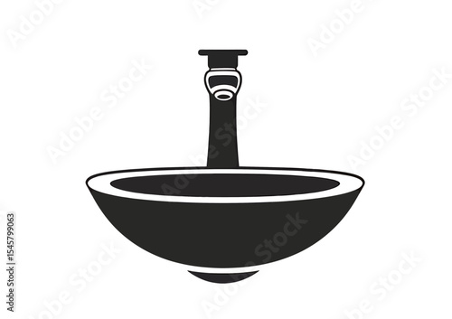 Stylish black and white sink illustration for modern bathroom design.