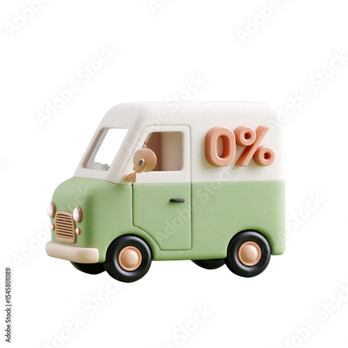 Cute Mini Van with Discount Symbol - Perfect for Promotions