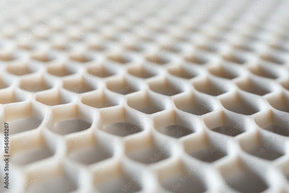 Fototapeta premium Close-up image of a ceramic honeycomb substrate for emission reduction in bioenergy systems, displayed in studio lighting to emphasize geometric grid and material texture, 100% photorealism