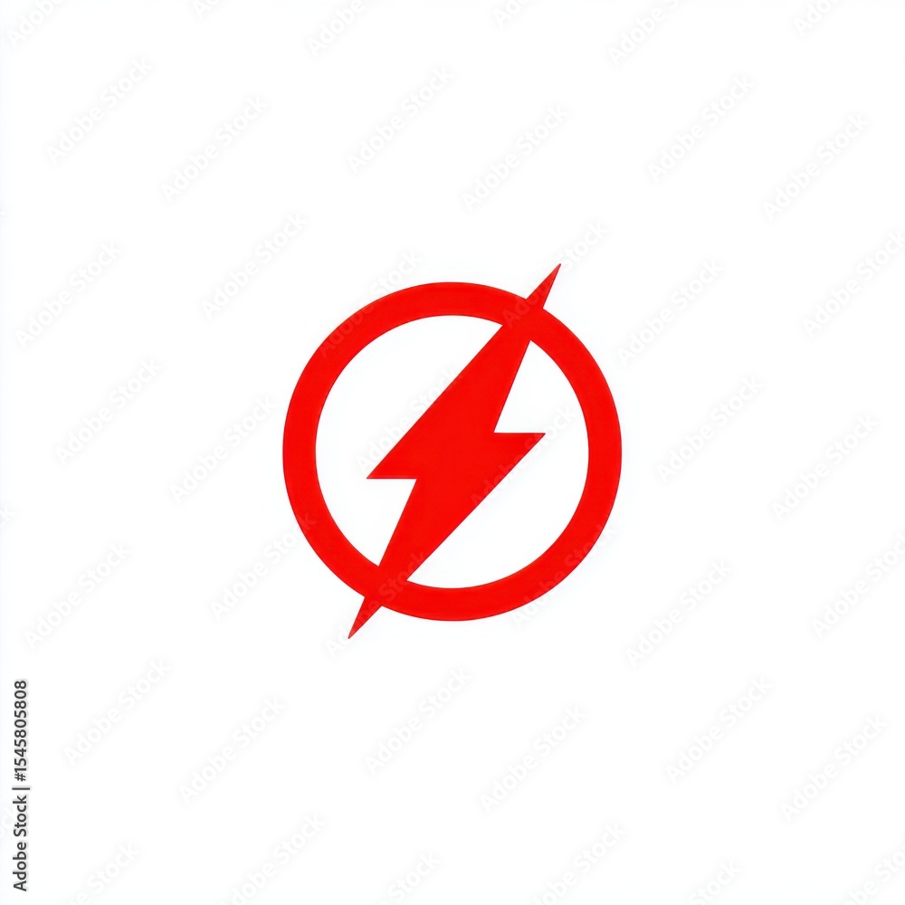 Fototapeta premium Red Lightning Bolt in Circle Graphic Design