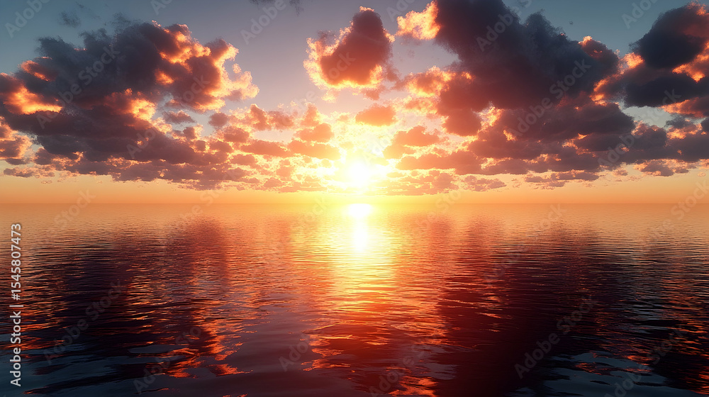Fototapeta premium Sunset over calm ocean waters