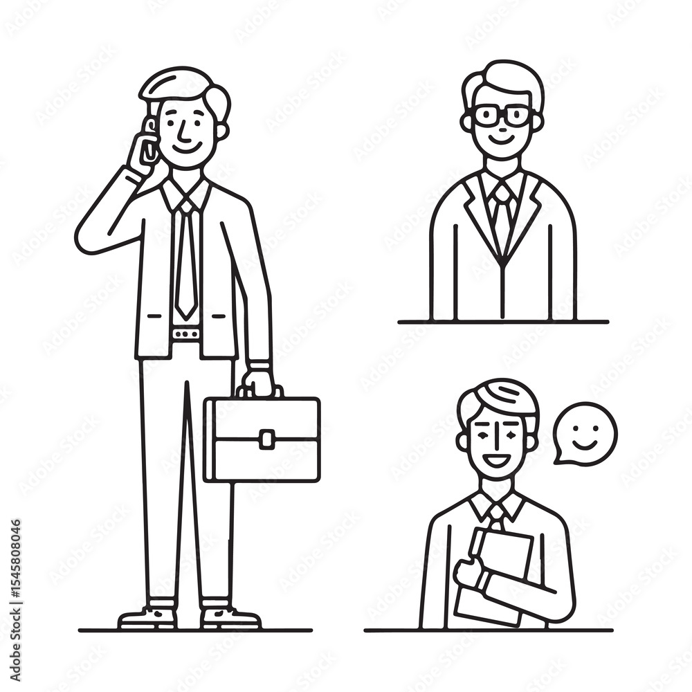 Businessman and businesswoman in office setting cartoon illustration Businessman and businesswoman in office setting cartoon illustration