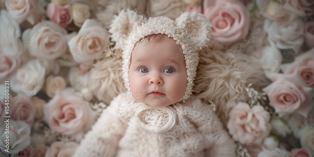 Floral Teddy Bear Outfit Baby Soft Lighting White Pink Luxurious Fabrics Floral Teddy Bear Outfit Baby Soft Lighting White Pink Luxurious Fabrics