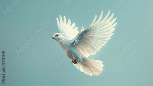 Wallpaper Mural Elegant White Dove Mid-Flight on Blue Background Torontodigital.ca