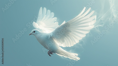 Wallpaper Mural Glowing White Dove Soaring with Light Trails Torontodigital.ca