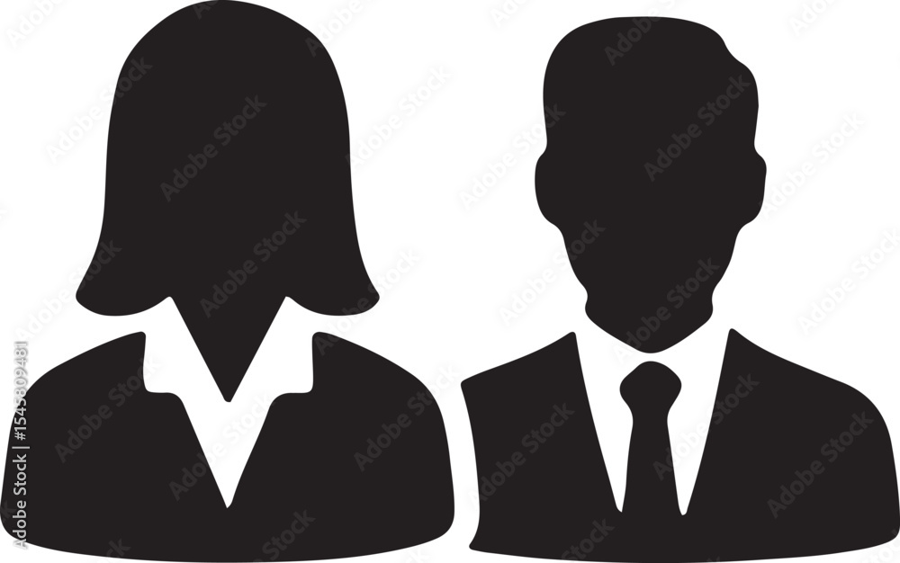 A black and white icon of a businessperson, symbolizing leadership and gender diversity in corporate environments. Great for HR designs A black and white icon of a businessperson, symbolizing leadership and gender diversity in corporate environments. Great for HR designs