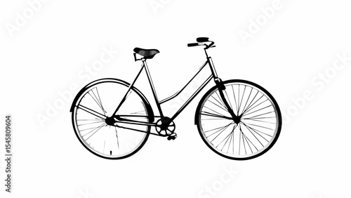 Illustration of a classic bicycle with thin frame and spoked wheels on a white background art style created with generated ai