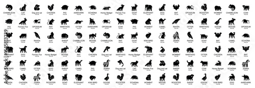 Animals logos collection. Animal logo set. Geometrical abstract logos. Icon design