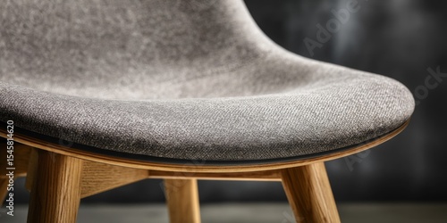 Closeup of Gray Fabric Chair with Light Wood Legs