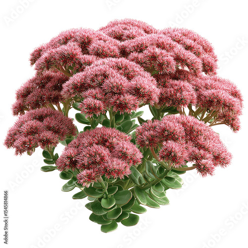 Vivid Pink Sedum Flower Cluster, Close-Up