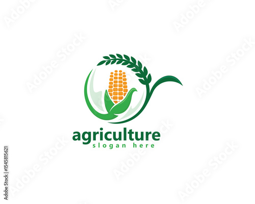 creative agriculture, farm logo, wheat and corn circle logo design inspiration