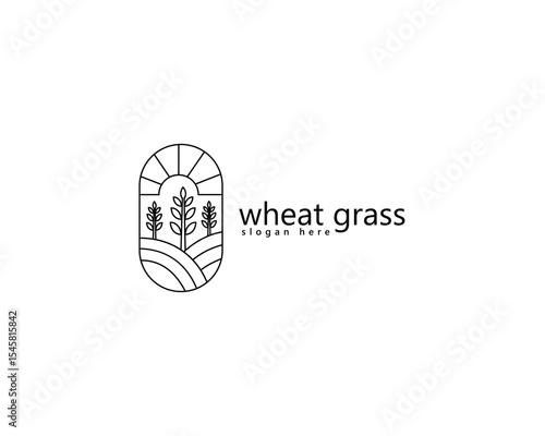 Fotografie creative agriculture, farm logo, wheat field with line concept logo design inspi