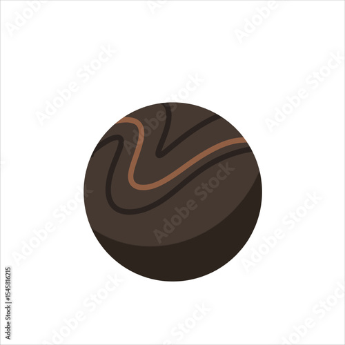 Realistic chocolate truffle in isometric view with swirl pattern. Perfect for dessert branding, candy ads, or food-related digital projects.