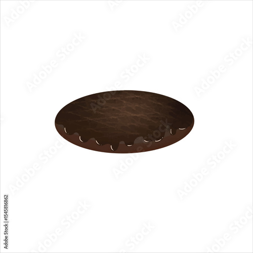 Vector illustration chocolate cookie with criss-cross decoration and cookie crumbs. Perfect for dessert menus, bakery designs, and chocolate day themes.