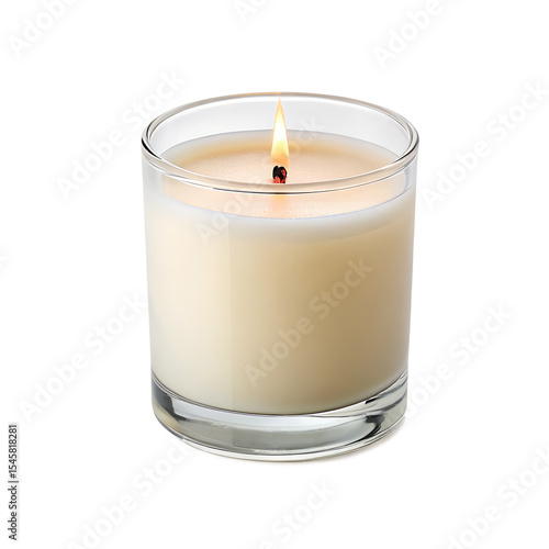 Bedtime candle isolated on white with soft studio lighting, flat composition, transparent background