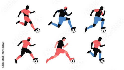 Dynamic Soccer Players in Action A Collection of Six Vector Silhouettes