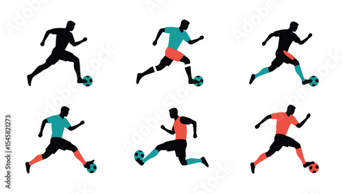 Wallpaper Mural Soccer Player Silhouettes Dynamic Action Poses for Design Projects - Football Vector Illustrations Torontodigital.ca