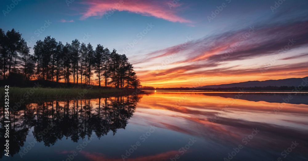 Fototapeta premium sunrise over the lake