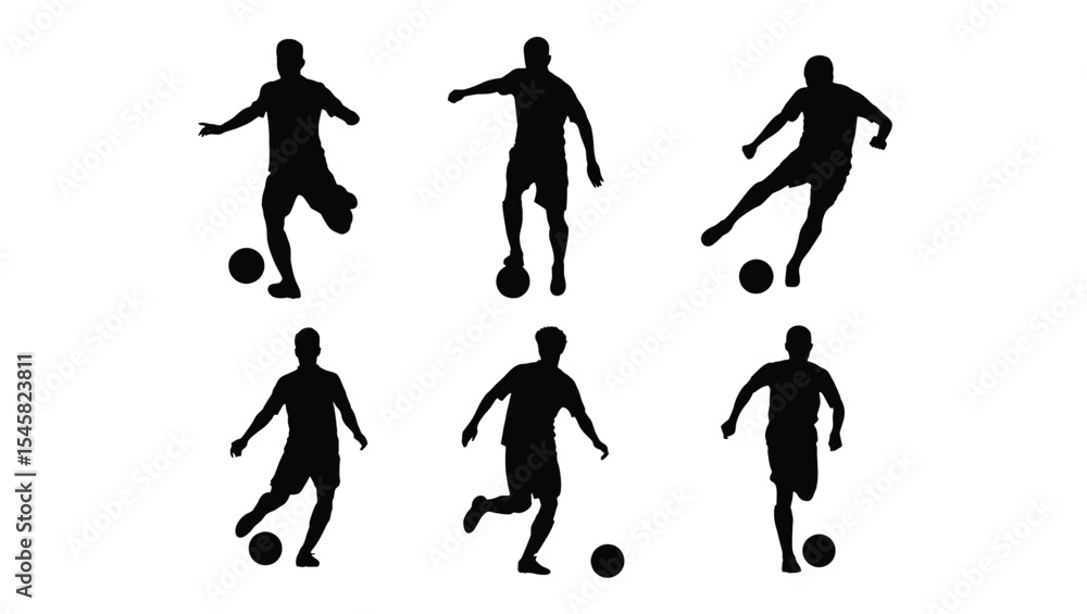 Soccer Player Silhouettes Six Action Poses for Design Projects - Free Vector Illustrations Soccer Player Silhouettes Six Action Poses for Design Projects - Free Vector Illustrations