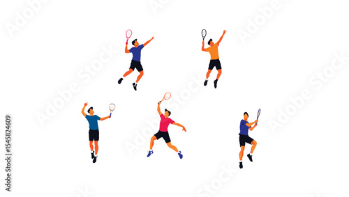 Dynamic Badminton Players Action Poses Illustration Set for Sports Designs