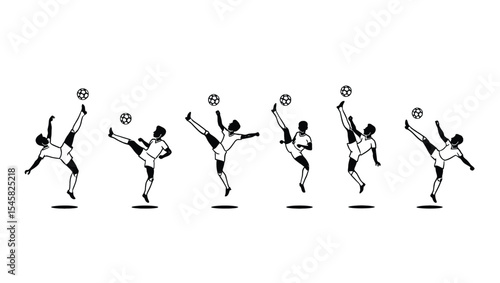 Dynamic Soccer Skills A Sequence of Bicycle Kicks, Overhead Kicks, and Aerial Acrobatic Moves