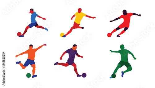 Dynamic Soccer Players Illustrations Colorful Vector Graphics for Sports Designs