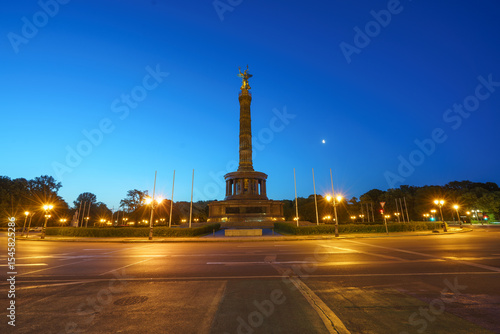 Photography Berlin Victory Column at night. Germany