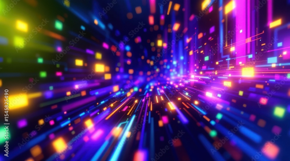 Obraz premium Abstract neon lights speed tunnel background
