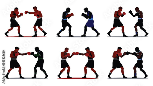 Powerful Boxing Silhouettes A Collection of Dynamic Fighting Poses for Design Projects