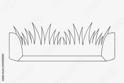 Simple line drawing of grass, for website design, minimalist style