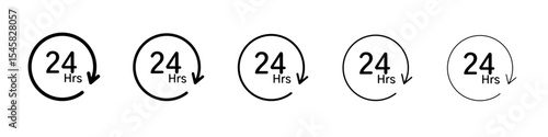 24 hours icon thin outline logo mark set