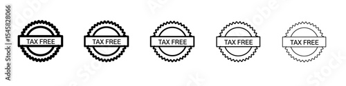 100 Guarantee Tax Free icon thin outline logo mark set