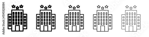 3 star Hotel icon thin outline logo mark set