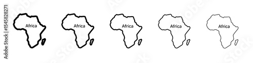 africa map icon thin outline logo mark set
