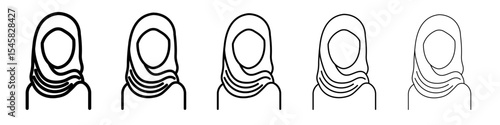 Arab woman icon thin outline logo mark set