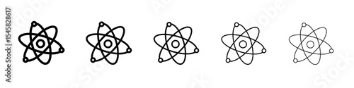 Atom scientific icon thin outline logo mark set