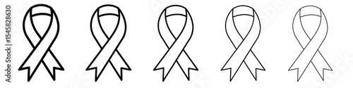 Awareness ribbon icon thin outline logo mark set