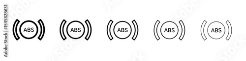 Automotive ABS icon thin outline logo mark set