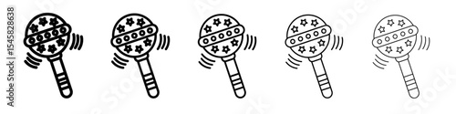 Baby rattle icon thin outline logo mark set