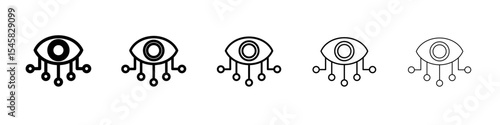 Bionic eye icon thin outline logo mark set