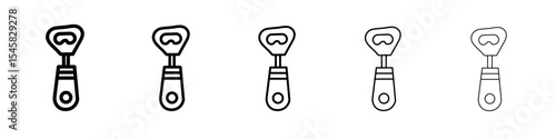 bottle opener icon thin outline logo mark set