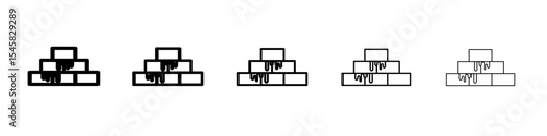 Brickwork icon thin outline logo mark set
