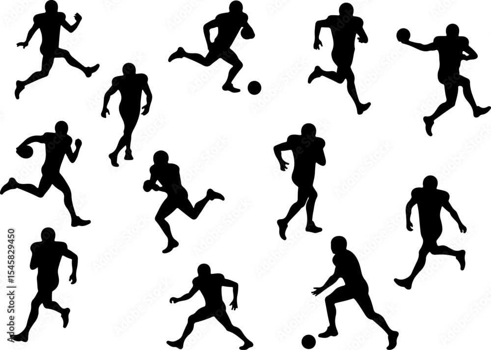 American Football Player Vector Silhouettes Collection American Football Player Vector Silhouettes Collection