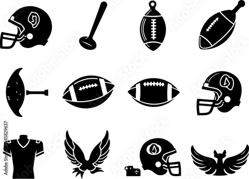 American Football Gear and Players Set vector bundle