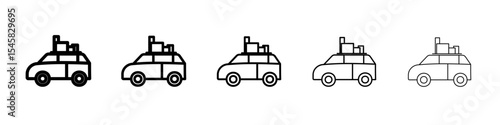 camping car icon thin outline logo mark set
